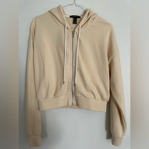 Forever 21 Pastel Yellow Cropped Zip Up Jacket